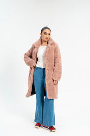 Oversized Sherpa Coat - Dusty Pink