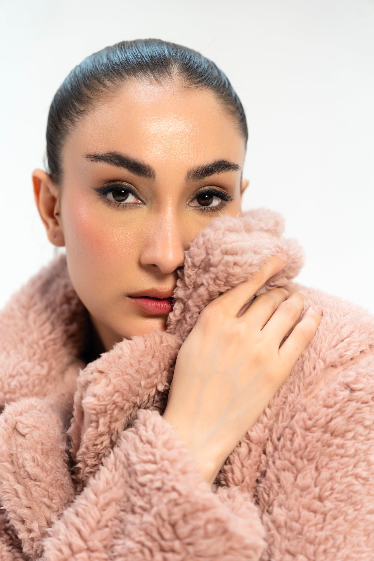 Oversized Sherpa Coat - Dusty Pink