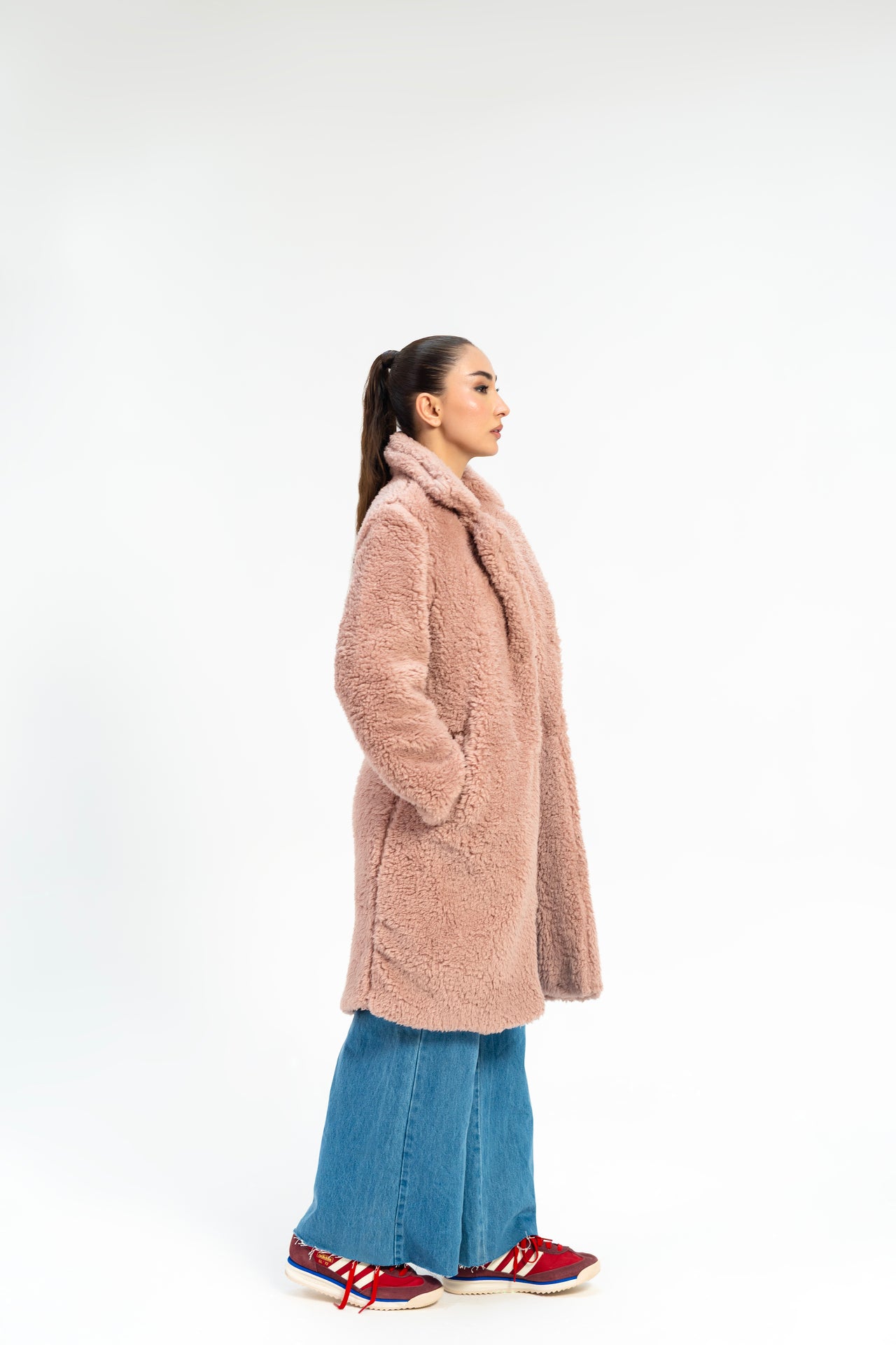 Oversized Sherpa Coat - Dusty Pink