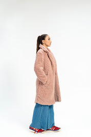 Oversized Sherpa Coat - Dusty Pink
