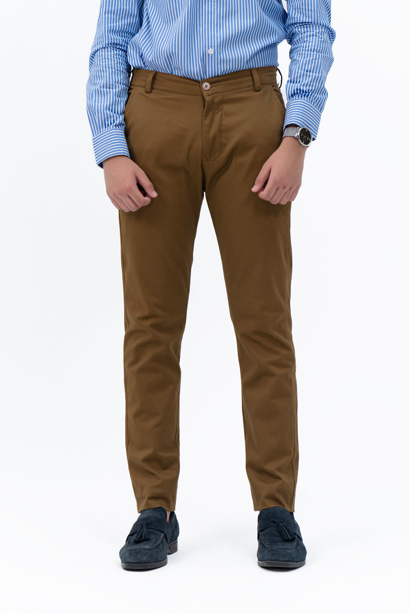 Men's Slim Fit Chino Pants - Mustard Brown