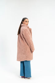 Oversized Sherpa Coat - Dusty Pink