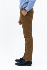 Men's Slim Fit Chino Pants - Mustard Brown