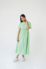 Elastic Waist Dress - Light green