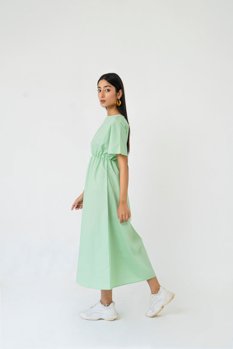 Elastic Waist Dress - Light green