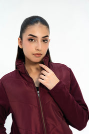 Contrast Puffer Jacket - Maroon