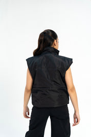 Boxy Fit Puffer Vest - Black