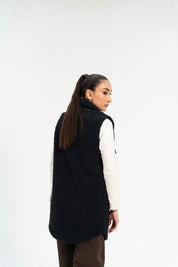Sherpa Long Vest - Black