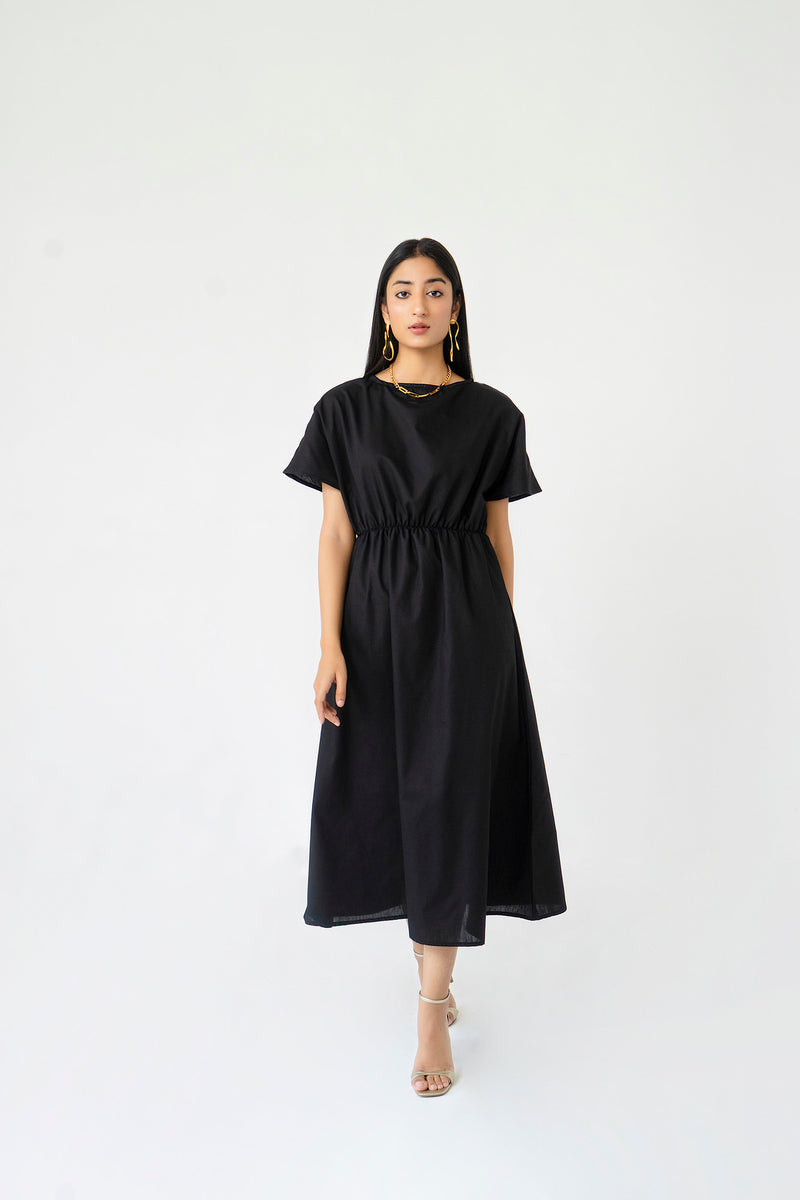 Elastic Waist Dress - Black