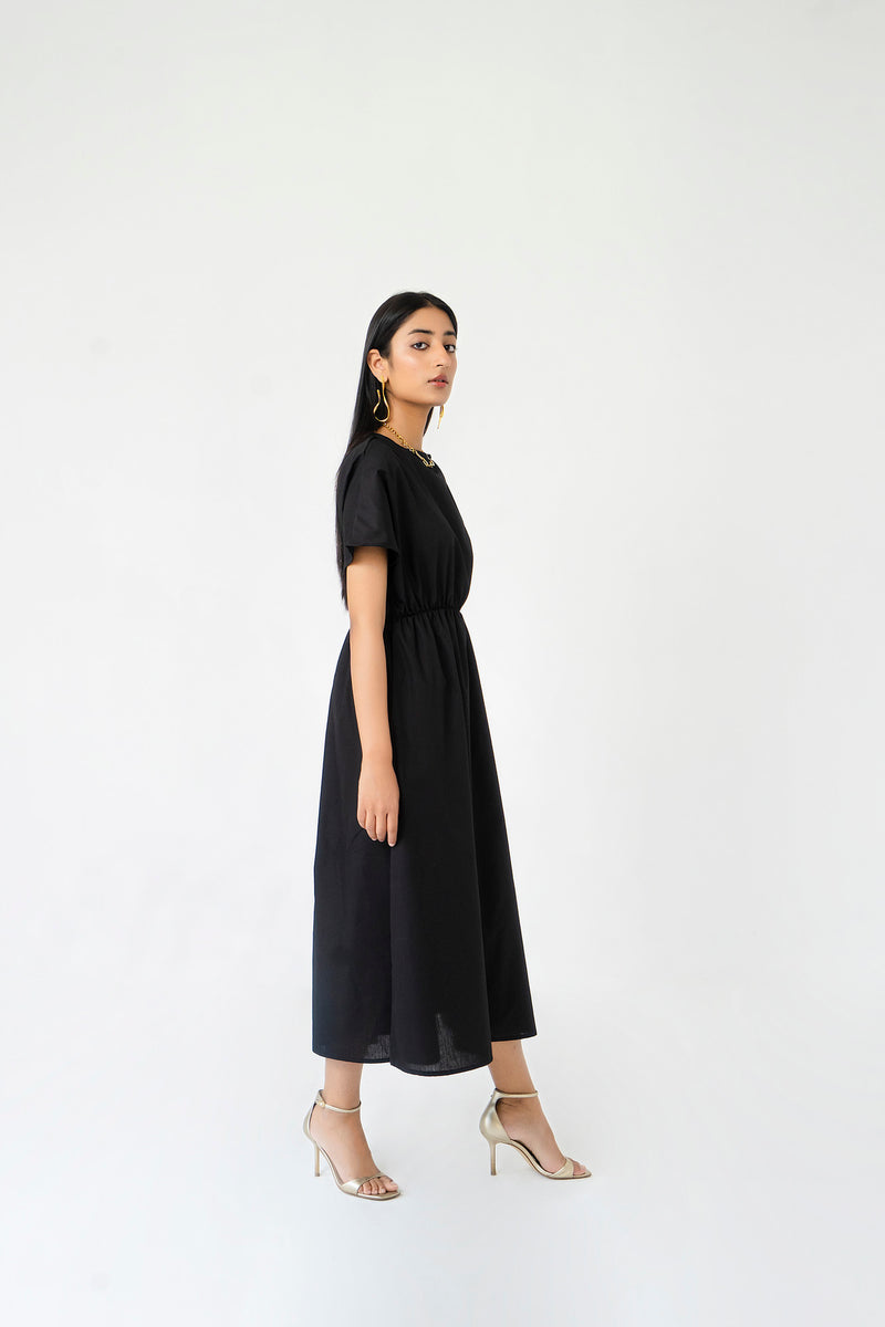 Elastic Waist Dress - Black