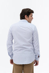 Men's Regular Fit Full Sleeve Shirt - White Blue Pinstripe