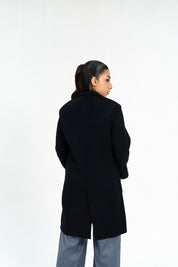 Long Coat with Patch Pockets - Black