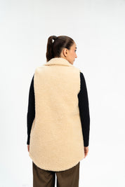 Sherpa Long Vest - Beige