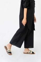 High Waisted Culotte Pant - Black (cotton)