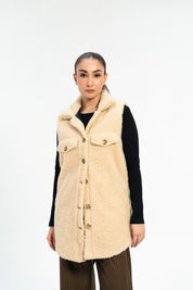 Sherpa Long Vest - Beige