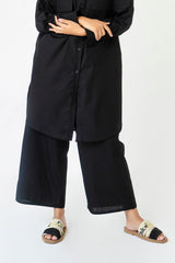 High Waisted Culotte Pant - Black (cotton)