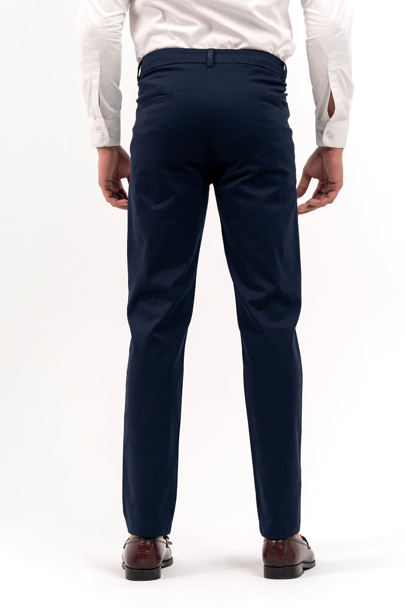 Men's Pleated Straight Pant - Navy Blue