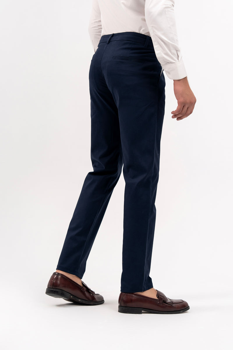 Men's Pleated Straight Pant - Navy Blue