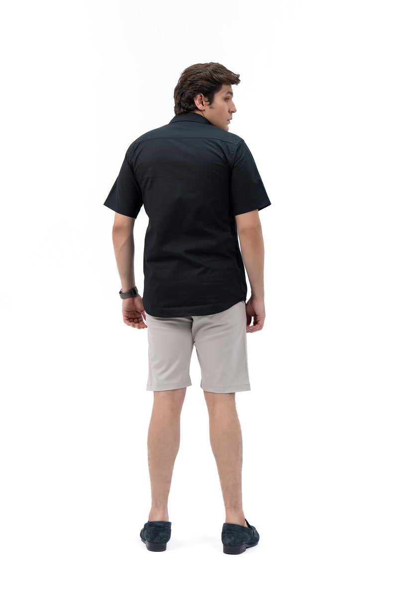 Men's Short Sleeved Curved Hem Shirt - Black