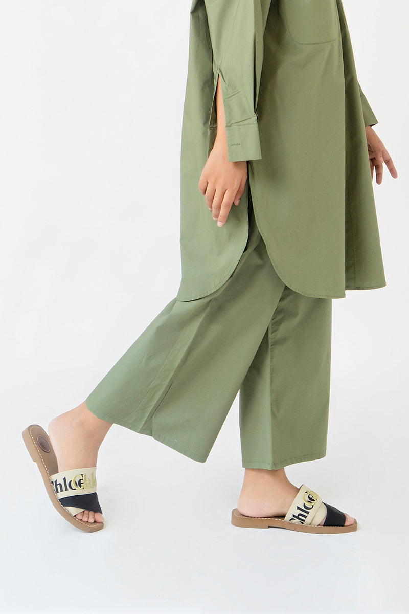 High Waisted Culotte Pant - Sage Green