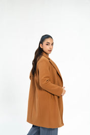 Classic One-Button Wool Coat - Camel