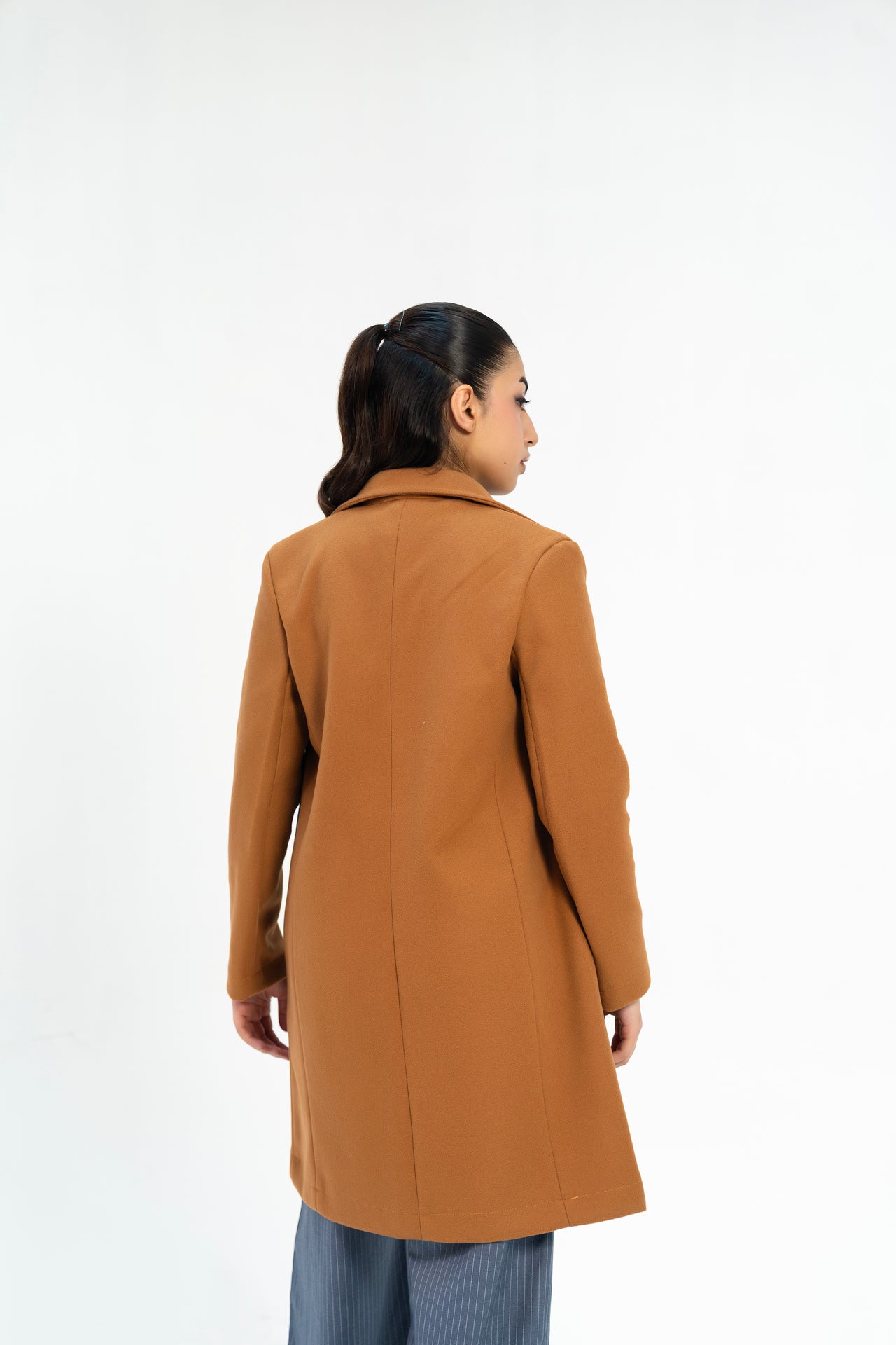 Classic One-Button Wool Coat - Camel