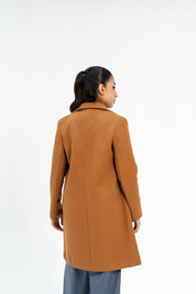 Classic One-Button Wool Coat - Camel
