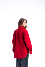 Oversized Shacket in Wool - Maroon