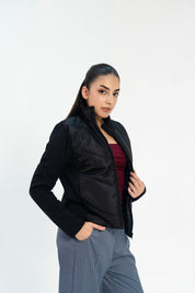 Contrast Puffer Jacket - Black