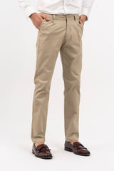 Men's Pleated Straight Pant - Beige