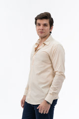 Men's Regular Fit Full Sleeve Shirt - Beige