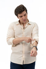 Men's Regular Fit Full Sleeve Shirt - Beige