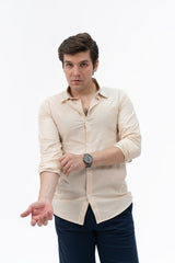 Men's Regular Fit Full Sleeve Shirt - Beige