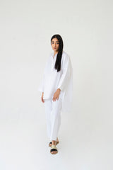 High Low Collared Tunic - White