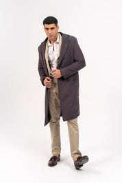 Men's Long Wool Coat - Charcoal