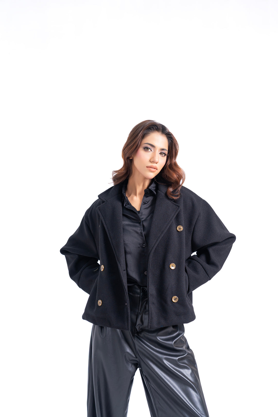 Double Breasted Wool Jacket - Black