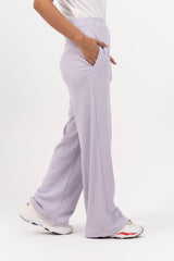 Rib Knit Wide Leg Pant with Pocket - Light Lilac