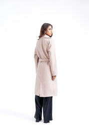 Oversized Belted Wool Coat - Cream