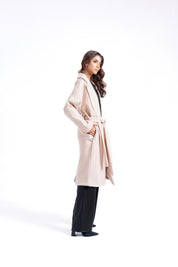 Oversized Belted Wool Coat - Cream