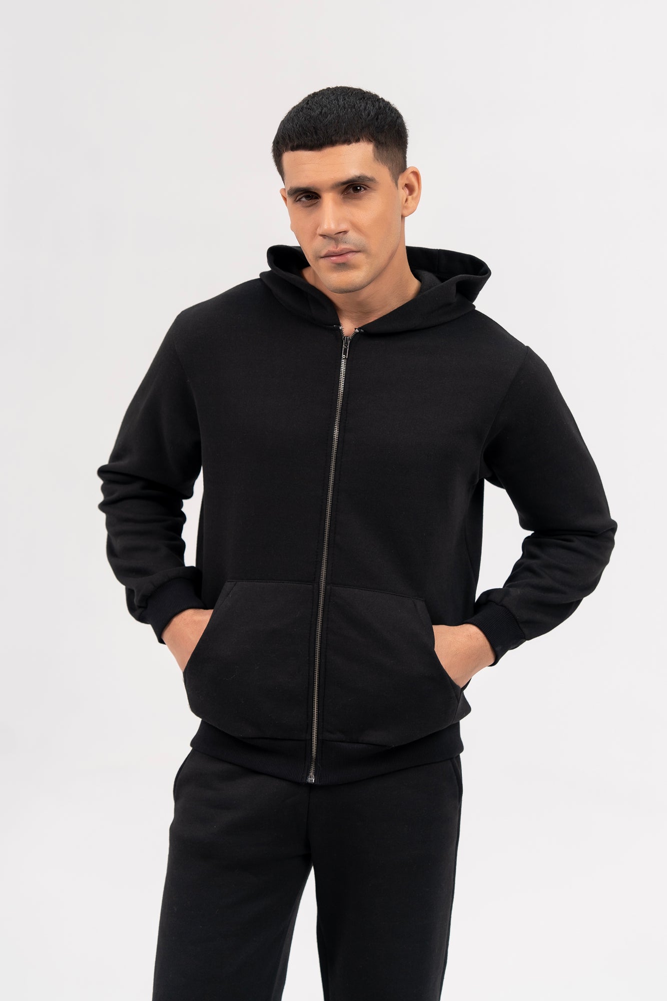 Men's Zipper Hoodie - Black