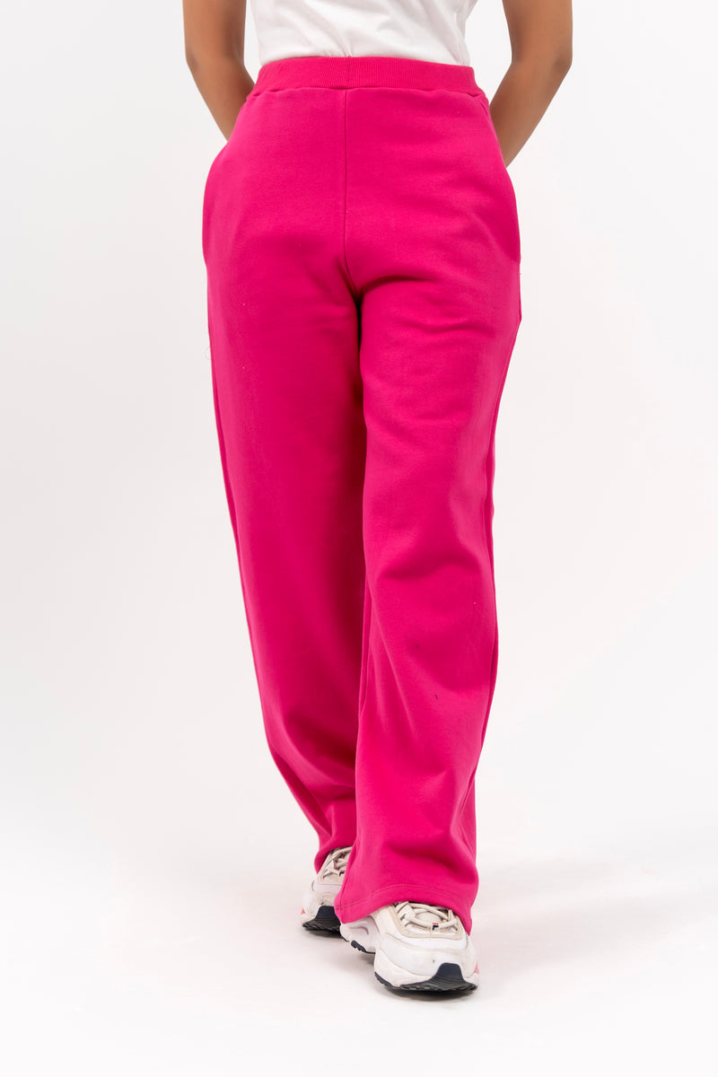 Fleece Wide Leg Pant with Pocket - Hot Pink