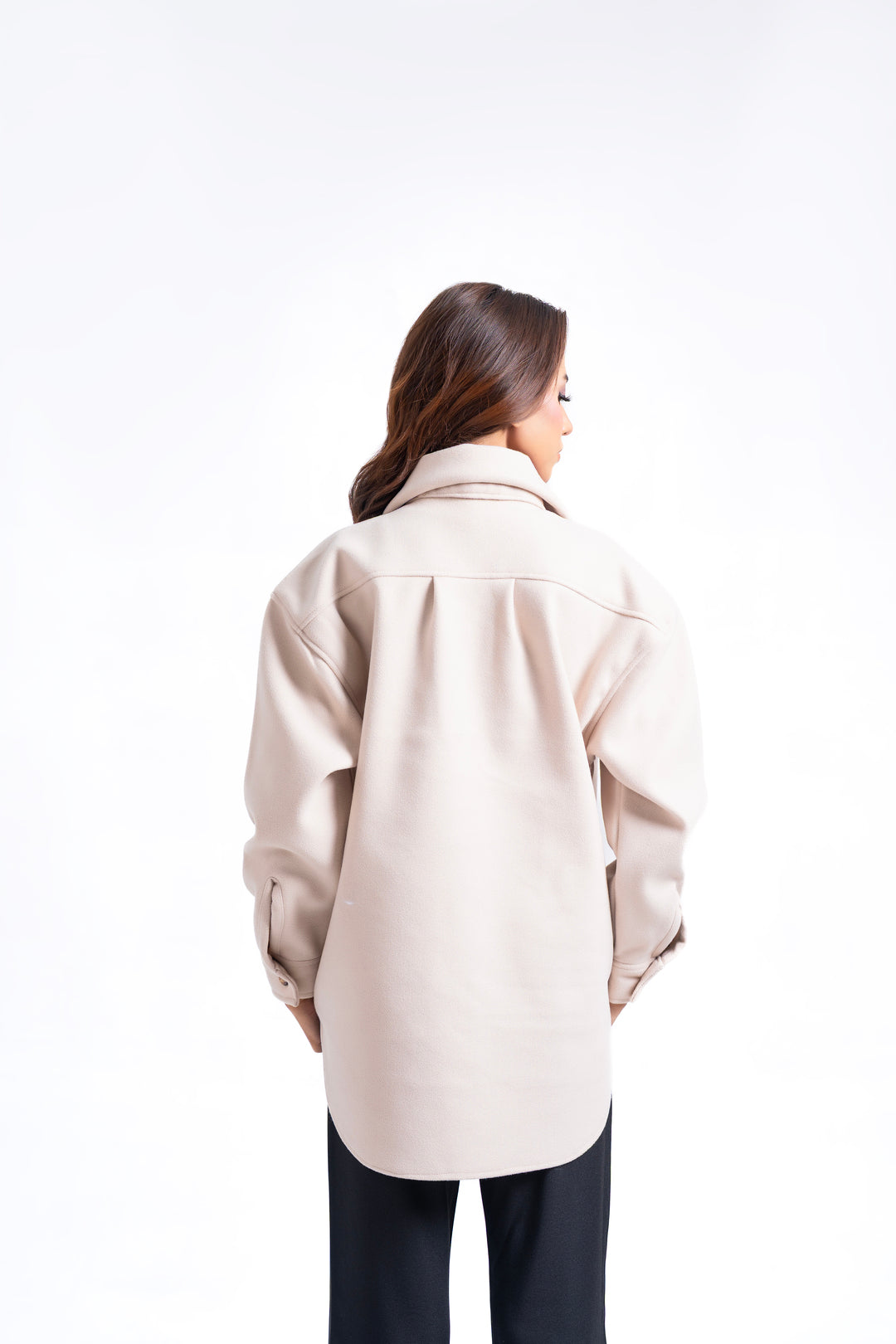 Oversized Shacket in Wool - Cream
