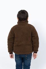 Boys Sherpa Jacket with Contrast Detail -  Chocolate Brown