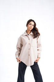 Oversized Shacket in Wool - Cream
