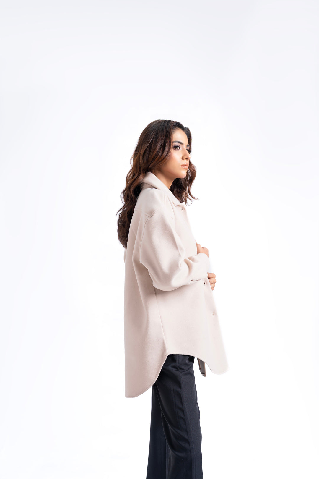 Oversized Shacket in Wool - Cream