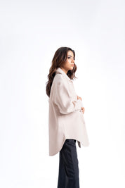 Oversized Shacket in Wool - Cream