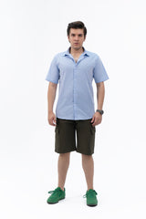 Men's Short Sleeved Curved Hem Shirt - Sky Blue