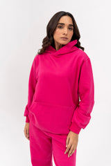 Oversized Hoodie in Fleece - Hot Pink