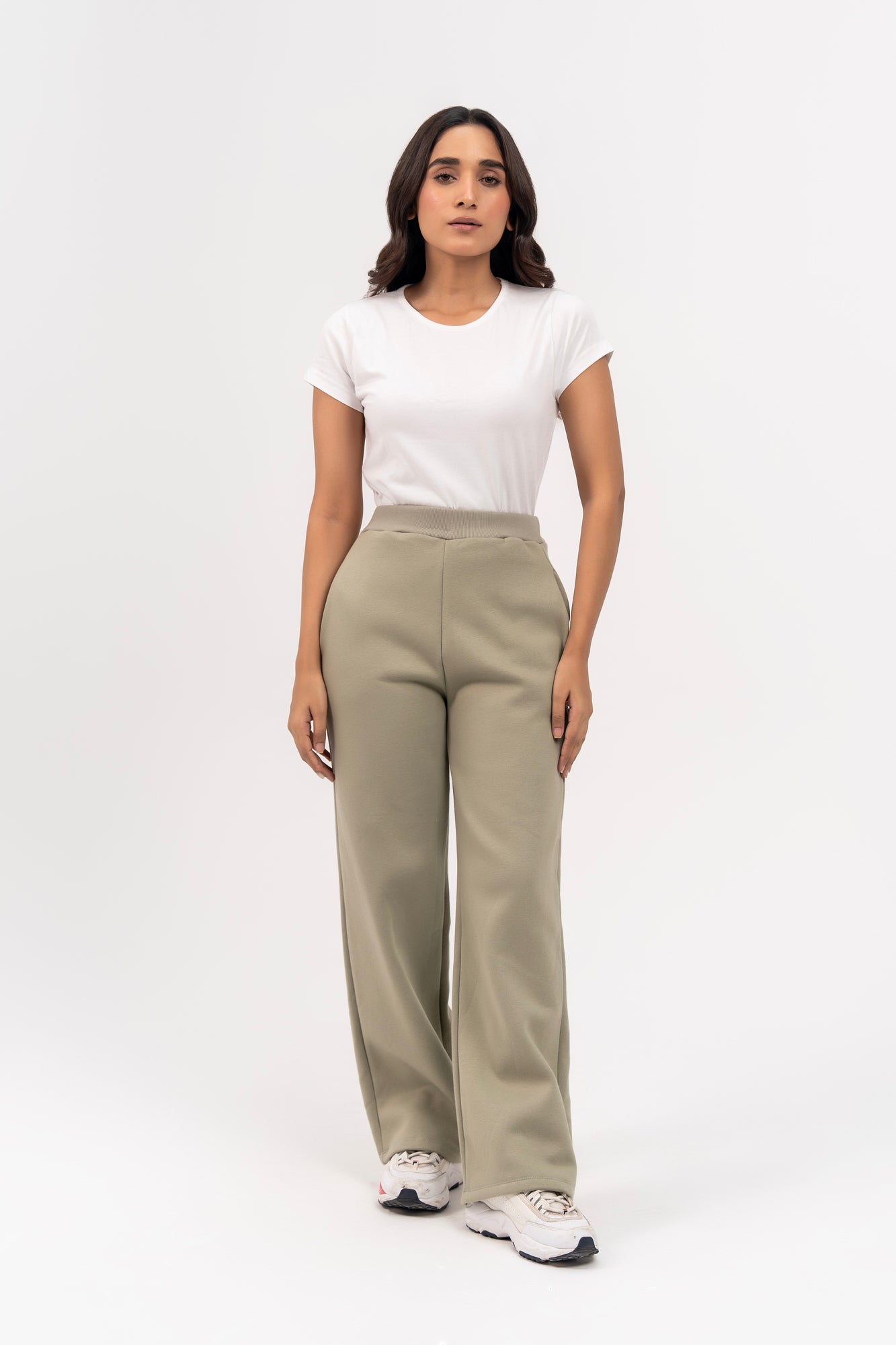 Fleece Wide Leg Pant with Pocket - Sage Green