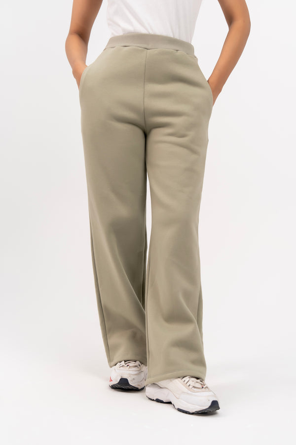 Fleece Wide Leg Pant with Pocket - Sage Green